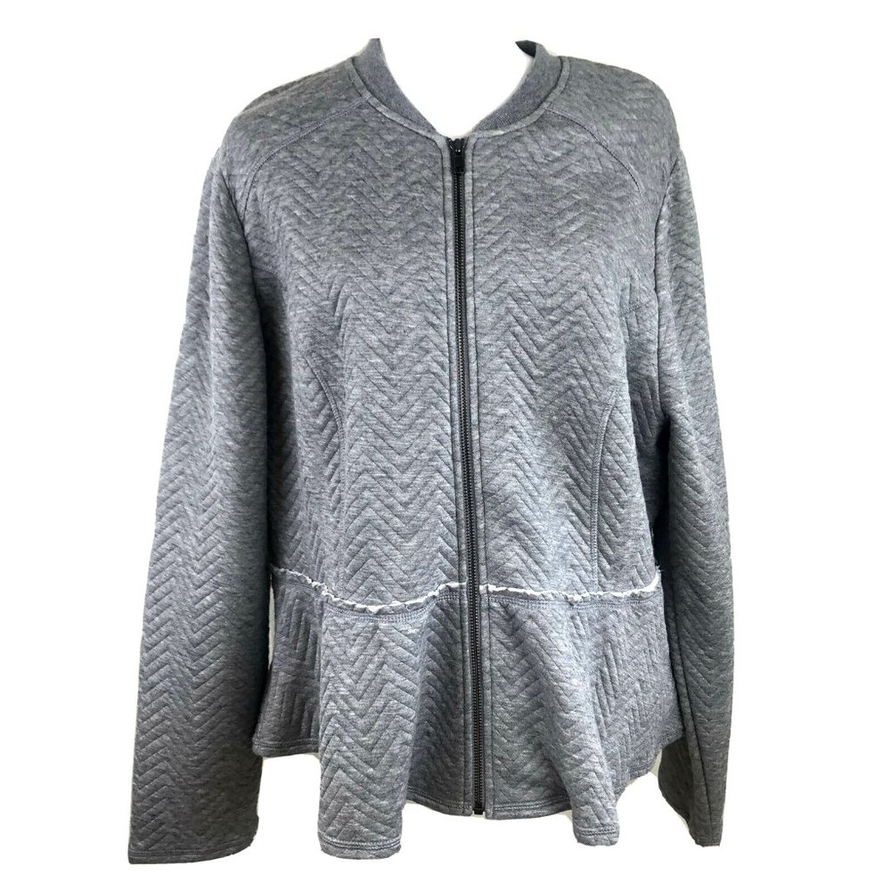 Torrid Quilted Knit Zip Up Gray Jacket